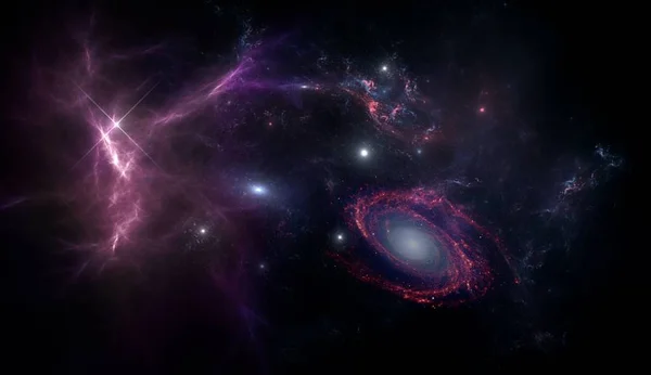 Universe all existing matter and space considered as a whole the cosmos. scene with planets, stars and galaxies in outer space showing the beauty of space exploration.