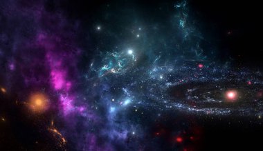 Gezegenler ve galaksi, bilim kurgu duvar kağıdı. Uzayın derinliklerinde güzellik. Evrende galaksi milyarlarca Kozmik sanat arka plan, Akıllı telefon arka plan için Dikey görüntü