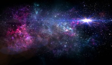 Uzay Seyahati, Hayal İçin Arka plan, Gezegenler, Galaksi, Evren, Yıldızlı Gece Gökyüzü, Samanyolu Galaksisi, Evrende yıldızlar ve uzay tozuyla birlikte, tahıllı uzun pozlu fotoğraf,.