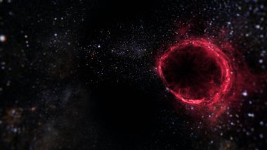 Kara delik, gezegenler ve galaksi, bilim kurgu duvar kağıdı. Derin uzayın güzelliği. Evrende milyarlarca galaksi Kozmik sanat arka planında