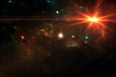 Kara delik, gezegenler ve galaksi, bilim kurgu duvar kağıdı. Derin uzayın güzelliği. Evrende milyarlarca galaksi Kozmik sanat arka planında