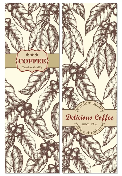 Banner conjunto de fondos de café vintage dibujado a mano. Menú para restaurante, cafetería, bar, cafetería. Ilustración vectorial . — Archivo Imágenes Vectoriales