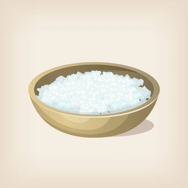 Copos de sal marina en un tazón. Ilustración vectorial . — Vector de stock