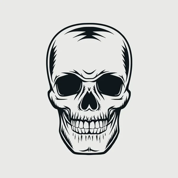 Skull drawing in a vintage retro woodcut etched or engraved style — Stock Vector