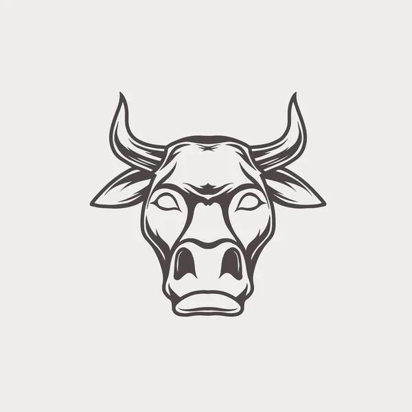 Logo vectorial, emblema, etiqueta con cabeza de toro blanco y negro . — Vector de stock