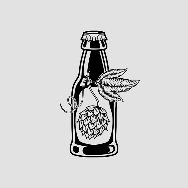 Beer and hops monochrome isolated icon. Vector illustration of EPS10. — Stock Vector