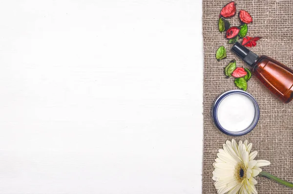 Spa Aromaterapia Fundo Conceito Com Espaço Cópia Flat Lay Gerbera — Fotografia de Stock