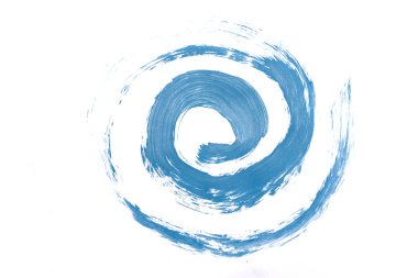 Beyaz arkaplanda mavi girdaplı boya şeridi var..