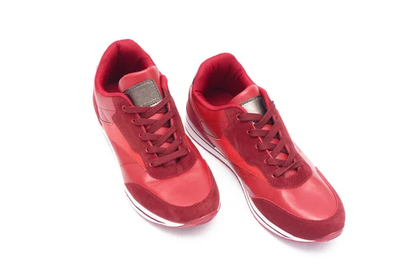Zapatos Deportivos Rojos Aislados Sobre Fondo Blanco —  Fotos de Stock