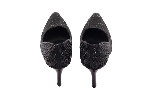 Noir Talons Hauts Chaussures Isolé Sur Fond Blanc — Photo