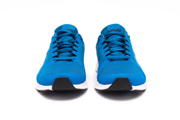 Sapatos Esportivos Azuis Isolados Fundo Branco — Fotografia de Stock