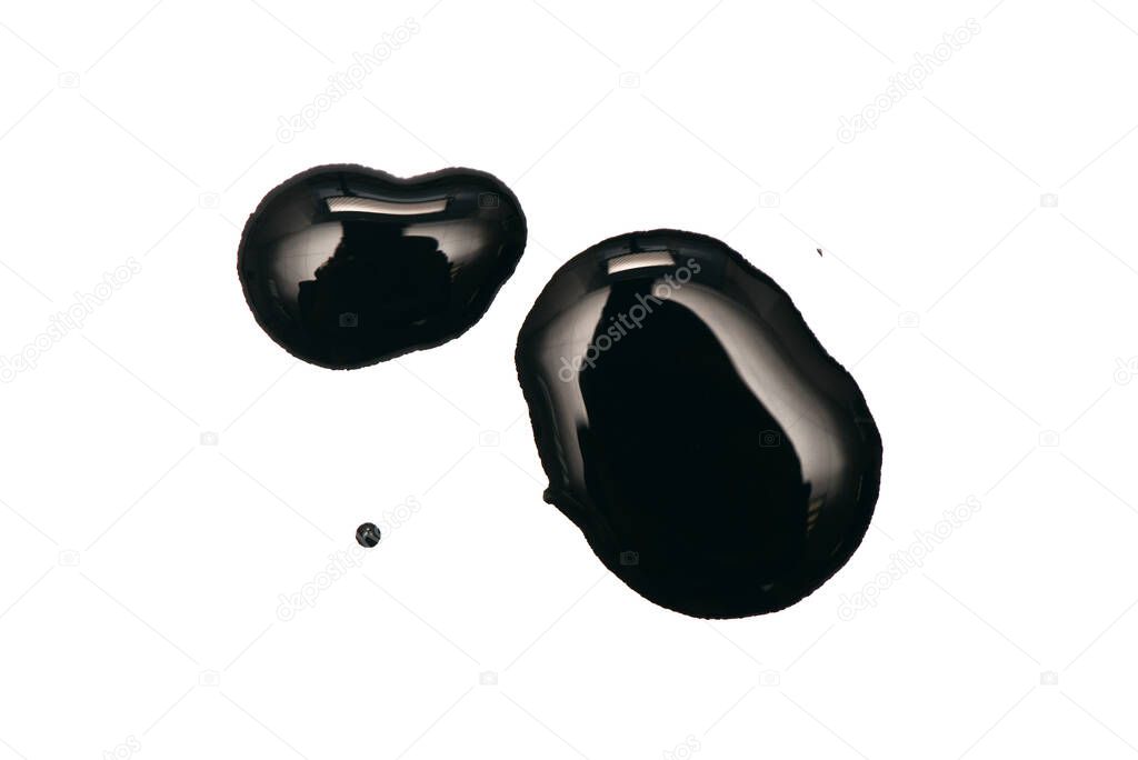 Black blots isolated on white background. Top view.