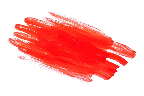 Röd Färg Stroke Gouache Isolerad Vit Bakgrund — Stockfoto