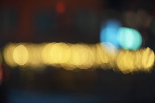 Blurred lights of night city abstract background.