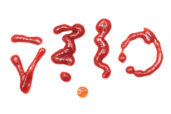 Czerwona Plama Ketchupu Wyizolowana Białym Tle — Zdjęcie stockowe