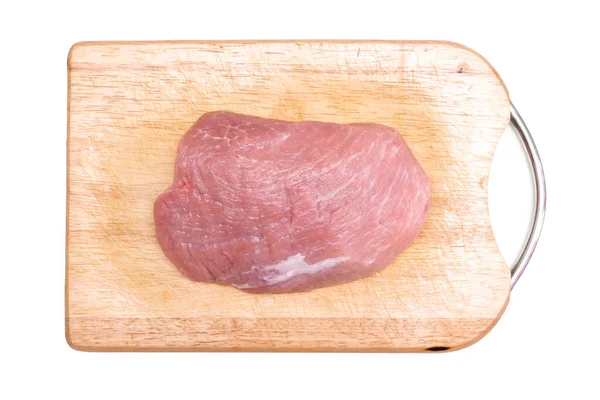 Raw Pork Meat Cutting Board Isolated White Background — Stock Photo, Image