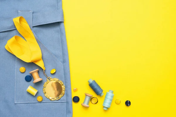 Mejor Sastrería Mejor Concepto Taller Costura Accesorios Costura Medalla Oro — Foto de Stock