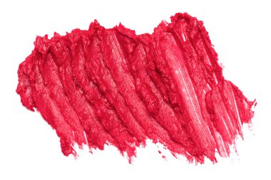 Beyaz arkaplanda kırmızı ruj lekesi izole edildi.