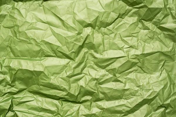 Yeşil Buruşmuş Kağıt Dokusu Arkaplanı — Stok fotoğraf
