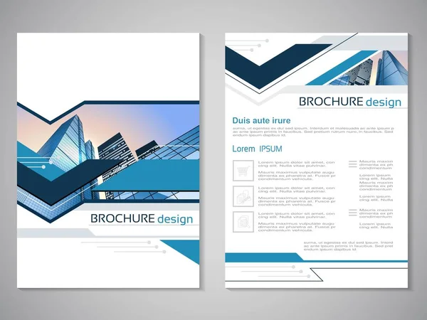 Vector Moderna Broschyr Abstrakt Flyer Med Bakgrund Byggnader — Stock vektor