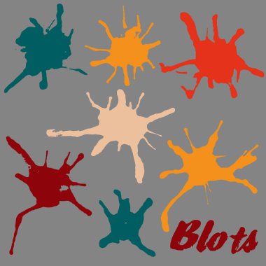Blots vektör seti el çizim maskara damla çizgileri