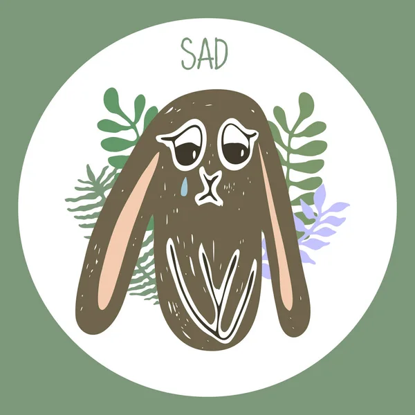 Hare sad emotion stock vector illustration character outline hand drawing