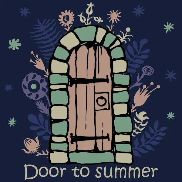 Doorway Vintage Porta Vetor Ilustração Flores Mão Desenho —  Vetores de Stock