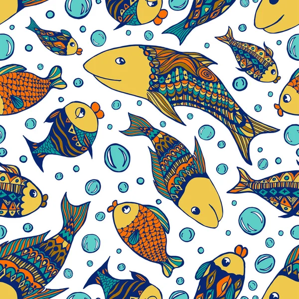 Peixes Sem Costura Padrão Vetor Ilustração Desenho Animado Ilustração De Bancos De Imagens