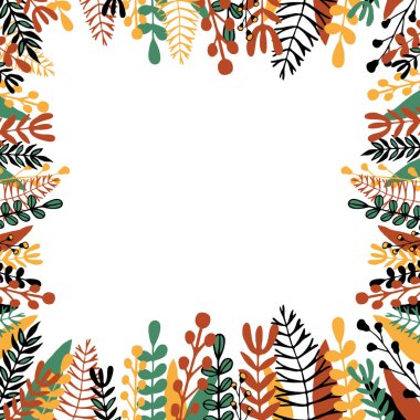 Çim vektör illüstrasyon kare kare çiçek elemanları siluet el çizimanahat