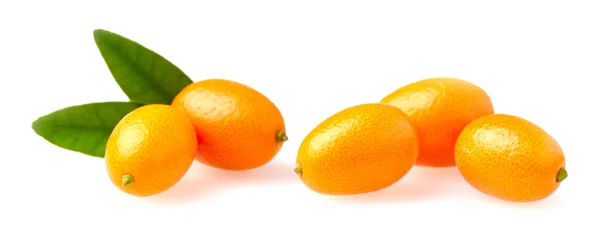 Cumquat Kumquat Com Folha Isolada Fundo Branco Fechar — Fotografia de Stock