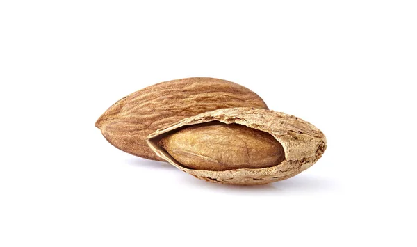 Almonds in closeup  on white background — Stock Photo, Image