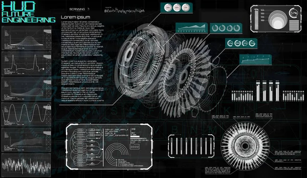 Elemen teknologi. HUD UI. Tampilan kepala - Stok Vektor