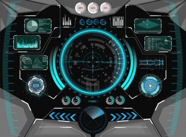 Sci-Fi fütüristik parlayan Hud ekran. VR vektör