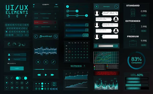 Kit UI Seluler Modern Untuk Pengembangan Aplikasi - Stok Vektor