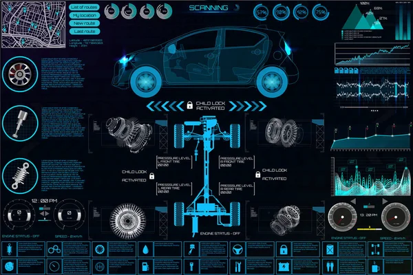 Auto mecánico servicio de coches e infografía de mantenimiento — Vector de stock