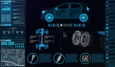 Fütüristik Kullanıcı arabirimi. Araba servisi Hud tarzı