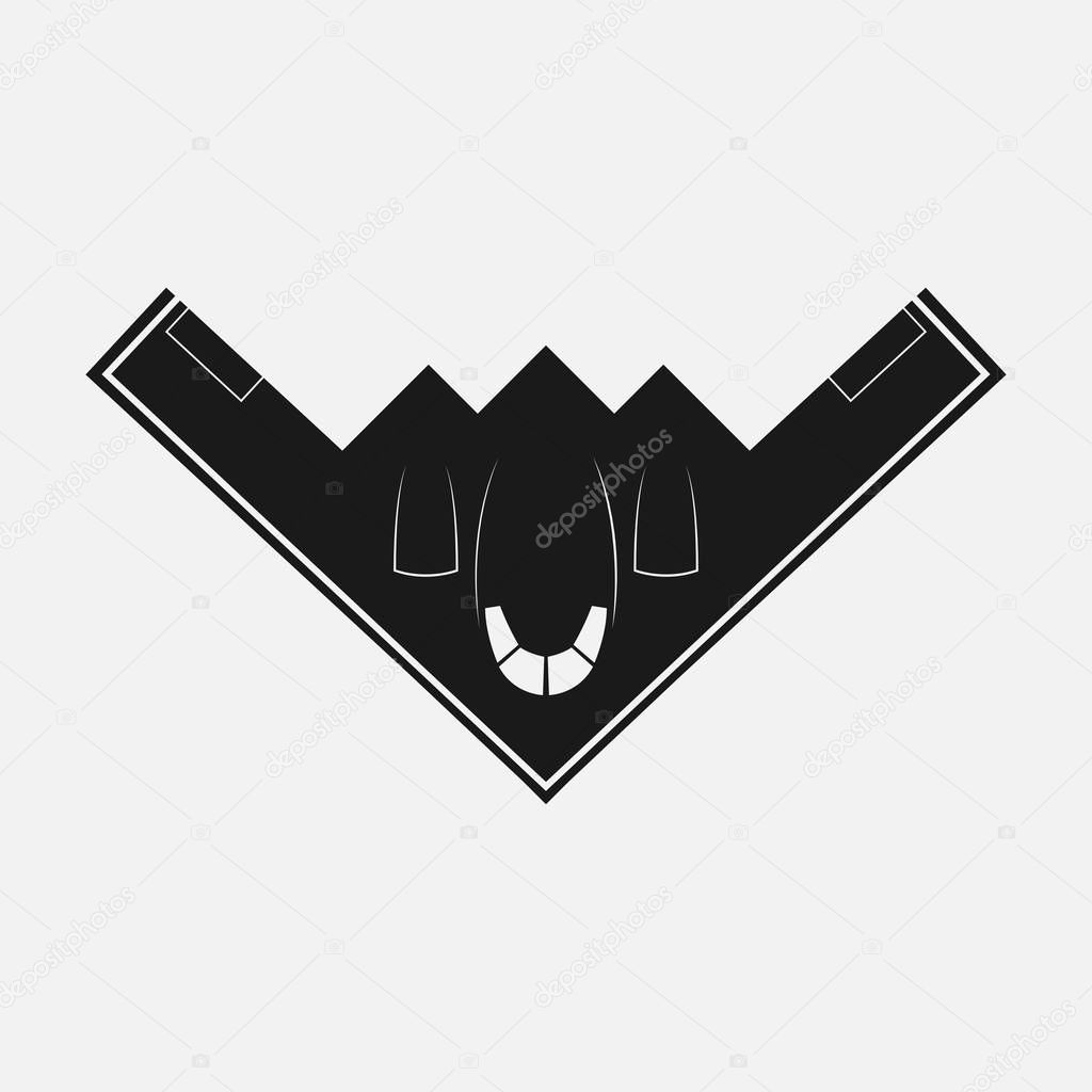 Stealth Bomber B-2. Bomber Aircraft Jet. Black B-2 stealth, Spirit. Logo For u Web Site, Brand and App. Vector illustration Logoty