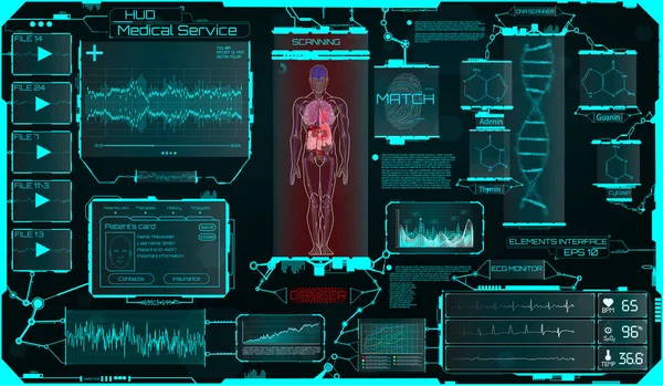 Hud Ui Elements Scienze Mediche. interfaccia — Vettoriale Stock