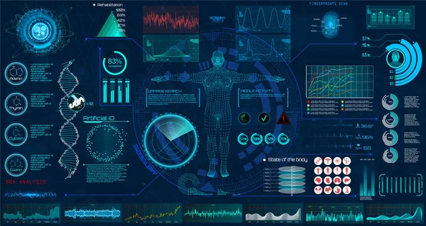 Набор элементов HUD медицинского осмотра. интерфейс — стоковый вектор