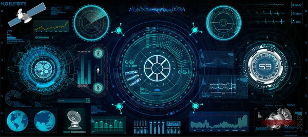 헤드 업 인터페이스 Gui, Ui, Ux 디자인에 대 한 설정합니다. Hud — 스톡 벡터