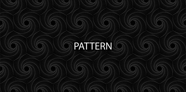 Patrón sin costuras. Negro - Espiral rombica blanca para tu diseño — Archivo Imágenes Vectoriales