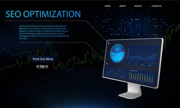 Optimización SEO, web isométrica — Archivo Imágenes Vectoriales