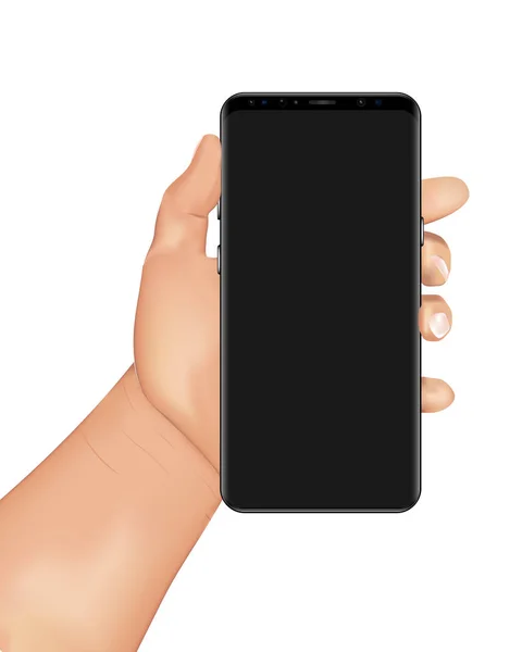 Human hand holds smartphone — Stock Vector