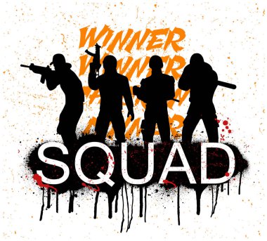 A squad of 4 player PUBG clipart