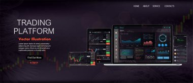 Web sitesi ekran şablonu. Forex piyasası, haber ve analiz