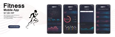 Farklı UI, Ux, GUI ekranları fitnes app 