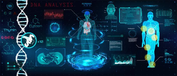 Digitalização futurista de cuidados de saúde no design de estilo HUD — Vetor de Stock