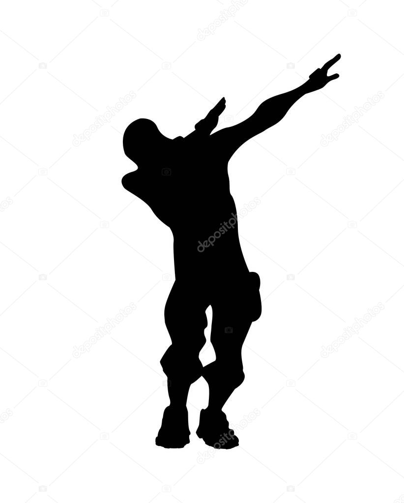 Fortnite concept. Silhouette of a man in a dab pose. Dub icon, vector illustration Fortnite