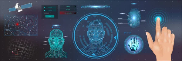 Sistema de identificação de digitalização em estilo HUD — Vetor de Stock