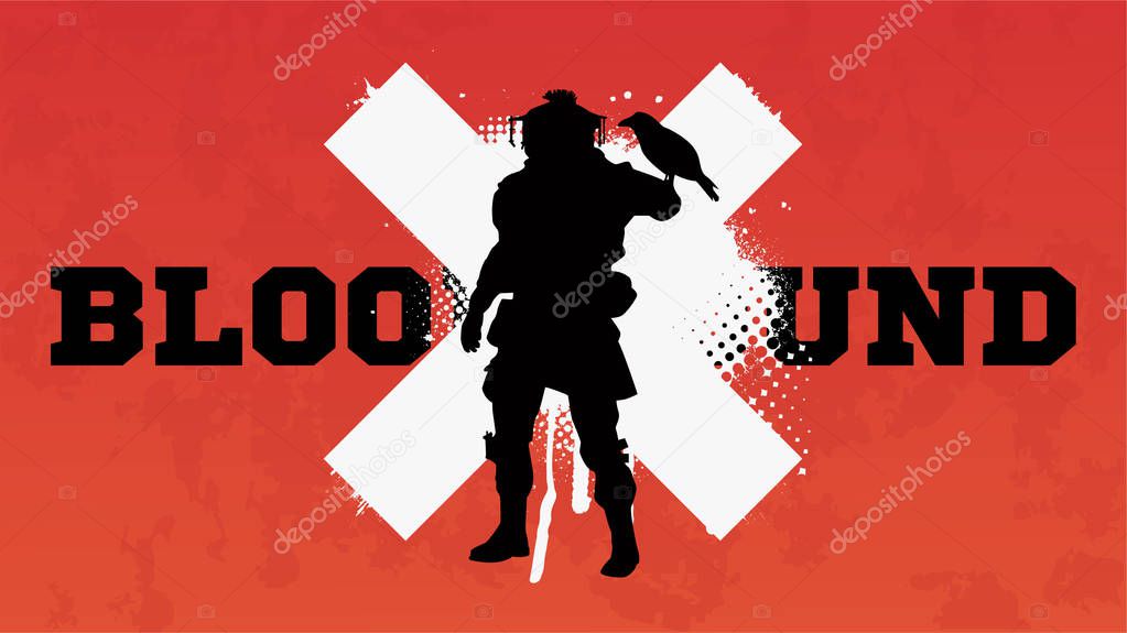Apex legends, Bloodhound character, battle royale concept, vector illustration in grunge style. Apex legends, character Bloodhound